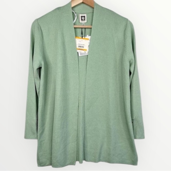 Anne Klein Light Sage Green Long Sleeve Knit Open Front Cardigan Sz PS - Picture 1 of 14